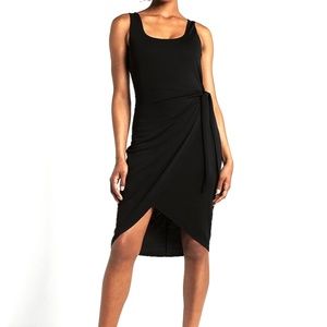 EXPRESS Body Contour Built-In Compression Wrap Front Tie Waist Midi Dress